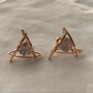 18k Y Gold Plated AAA Zirconia Triangle Earrings!